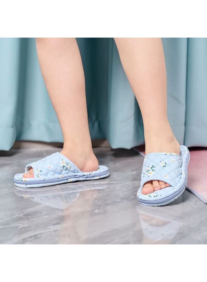 Footoppo Fabric Korean-style Slide Sandals For Women, Bedroom Soft-soled Silent Wooden Floor Cloth-bottom Slippers, Ladies' Home Cotton Slippers - Image 3