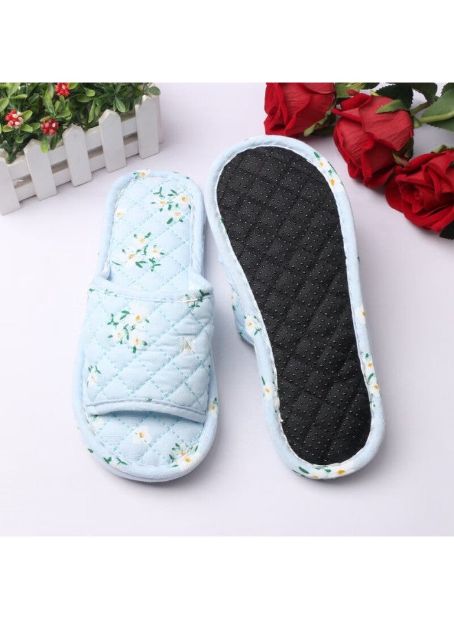 Footoppo Fabric Korean-style Slide Sandals For Women, Bedroom Soft-soled Silent Wooden Floor Cloth-bottom Slippers, Ladies' Home Cotton Slippers - Image 4
