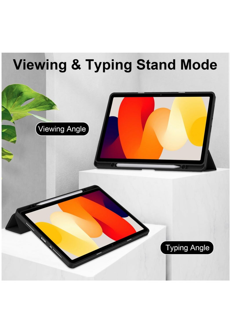 Case For Xiaomi Redmi Pad SE 11.0 Inch Released 2023 Smart Slim Folio Stand Auto Sleep/Wake Cover with Pencil Slot Clear Transparent Back Shell (Black) - Image 4