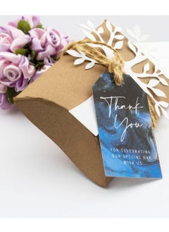 Generic 50pcs Thank You Wedding cardstock Favor Gift Tags cards Watercolor Theme (Blue Black )  - Image 2