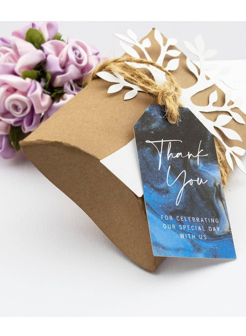 ٥٠ مجموعة كروت ورقية هدايا شكر لحفلات الزفاف ، بموضوع الألوان المائية السماوية (أزرق أسود سماوي) - Image 2