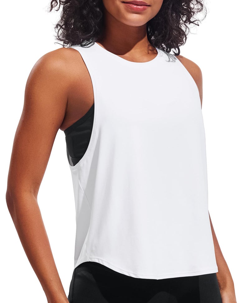 JOYSPELS Workout Tank Tops for Women, Quick Dry Ice Silk Athletic Running Shirts, Loose Fit Sleeveless Gym Tops White - Image 1
