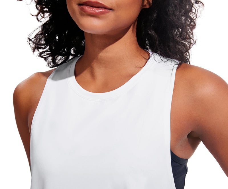 JOYSPELS Workout Tank Tops for Women, Quick Dry Ice Silk Athletic Running Shirts, Loose Fit Sleeveless Gym Tops White - Image 3
