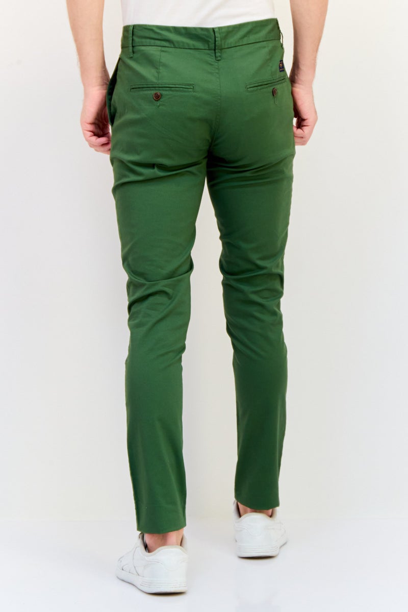 SALSA Men Slim Fit Solid Chino Pants, Dark Olive - Image 2