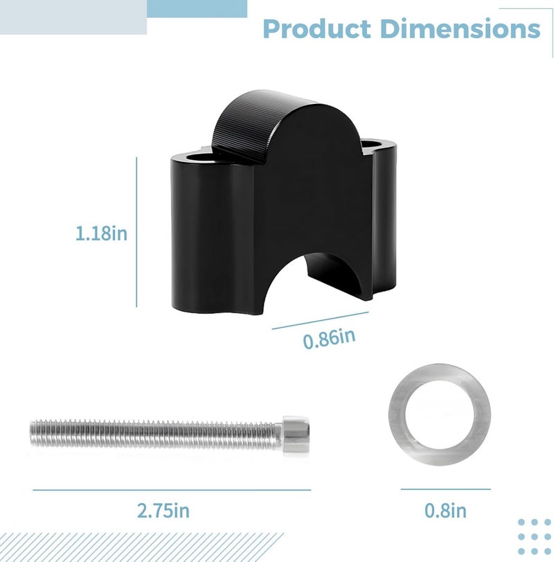 Handlebar Risers with Washers and Bolts, CNC Aluminum Motorcycle Handle Bar Risers for Off-Road and Street Bikes, Easy Installation, Black Design Offers Precise Fit and Enhanced Control - Image 4