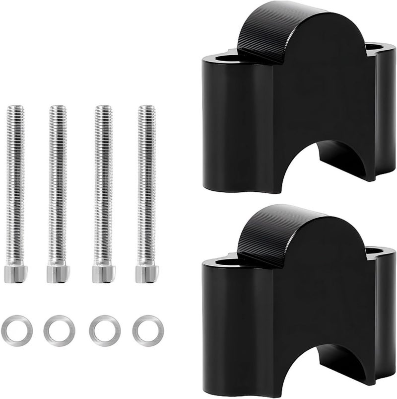 Handlebar Risers with Washers and Bolts, CNC Aluminum Motorcycle Handle Bar Risers for Off-Road and Street Bikes, Easy Installation, Black Design Offers Precise Fit and Enhanced Control - Image 1