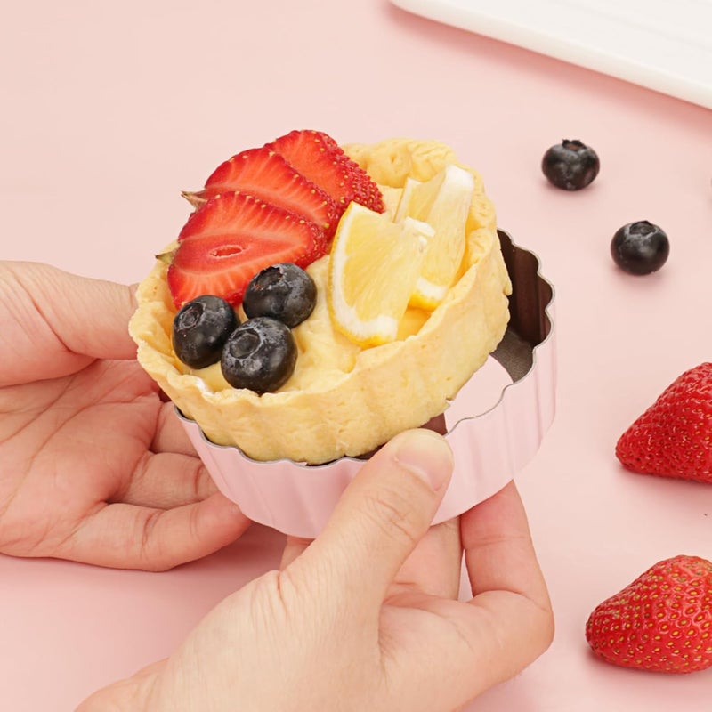 LIFVCNT 1 Inch Deep Mini Tart Pan Set, 6PCS 3.6 Inch Tart Pans with Removable Bottom and Tart Tamper, Nonstick & Durable Bakeware, Ideal for Mini Pies, Tarts, Quiches, Cheesecakes, (Pink) - Image 4