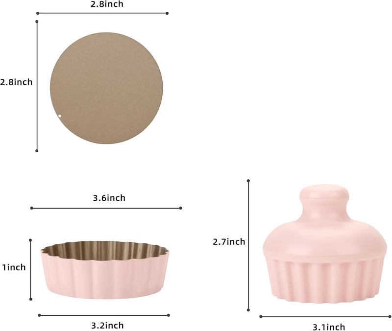 LIFVCNT 1 Inch Deep Mini Tart Pan Set, 6PCS 3.6 Inch Tart Pans with Removable Bottom and Tart Tamper, Nonstick & Durable Bakeware, Ideal for Mini Pies, Tarts, Quiches, Cheesecakes, (Pink) - Image 2
