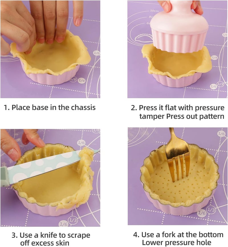 LIFVCNT 1 Inch Deep Mini Tart Pan Set, 6PCS 3.6 Inch Tart Pans with Removable Bottom and Tart Tamper, Nonstick & Durable Bakeware, Ideal for Mini Pies, Tarts, Quiches, Cheesecakes, (Pink) - Image 5