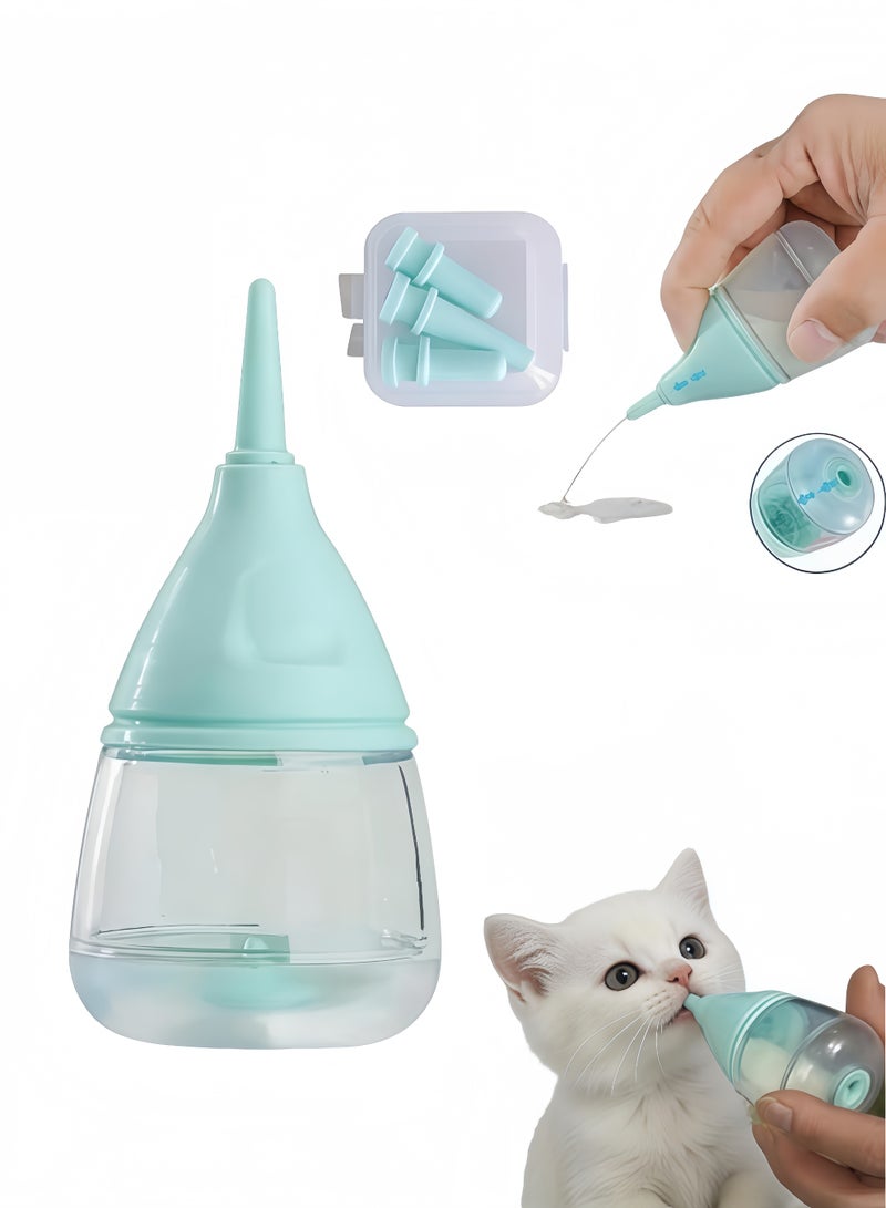 Kitten Bottles for Nursing,Puppy Bottles for Nursing Puppy Milk, Anti-Choking Puppy Feeder Design,with 3pcs Replaceable and Reusable Silicone Nipples for Feeding Newborn Pets (Blue, 40ml+3pcs) - Image 1