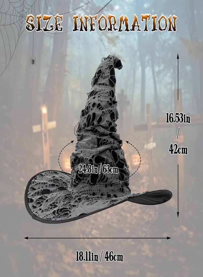 HOMELEX Wicked Witch Hat Broken Holes Adult Witches Hat Halloween Costume Accessory - Image 4