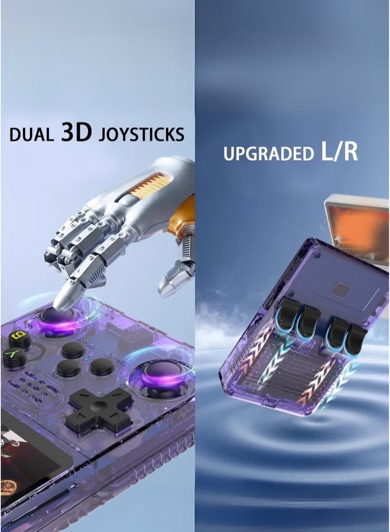 R36S Handheld Game Console, 3.5 Inch IPS Screen Open Source Linux System R36S Game Console, 64G TF Card 10+ Emulator Consola R36S with dual 3D joysticks for boys and girls | Blue - Image 2