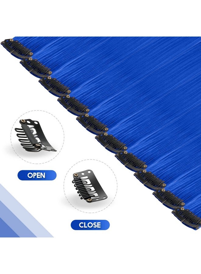 وصلات شعر ملونة، 10 قطع شعر زرقاء داكنة للنساء، وصلات شعر مستقيمة ملونة لأزياء الحفلات اليومية، وصلات شعر للبنات، 22 بوصة