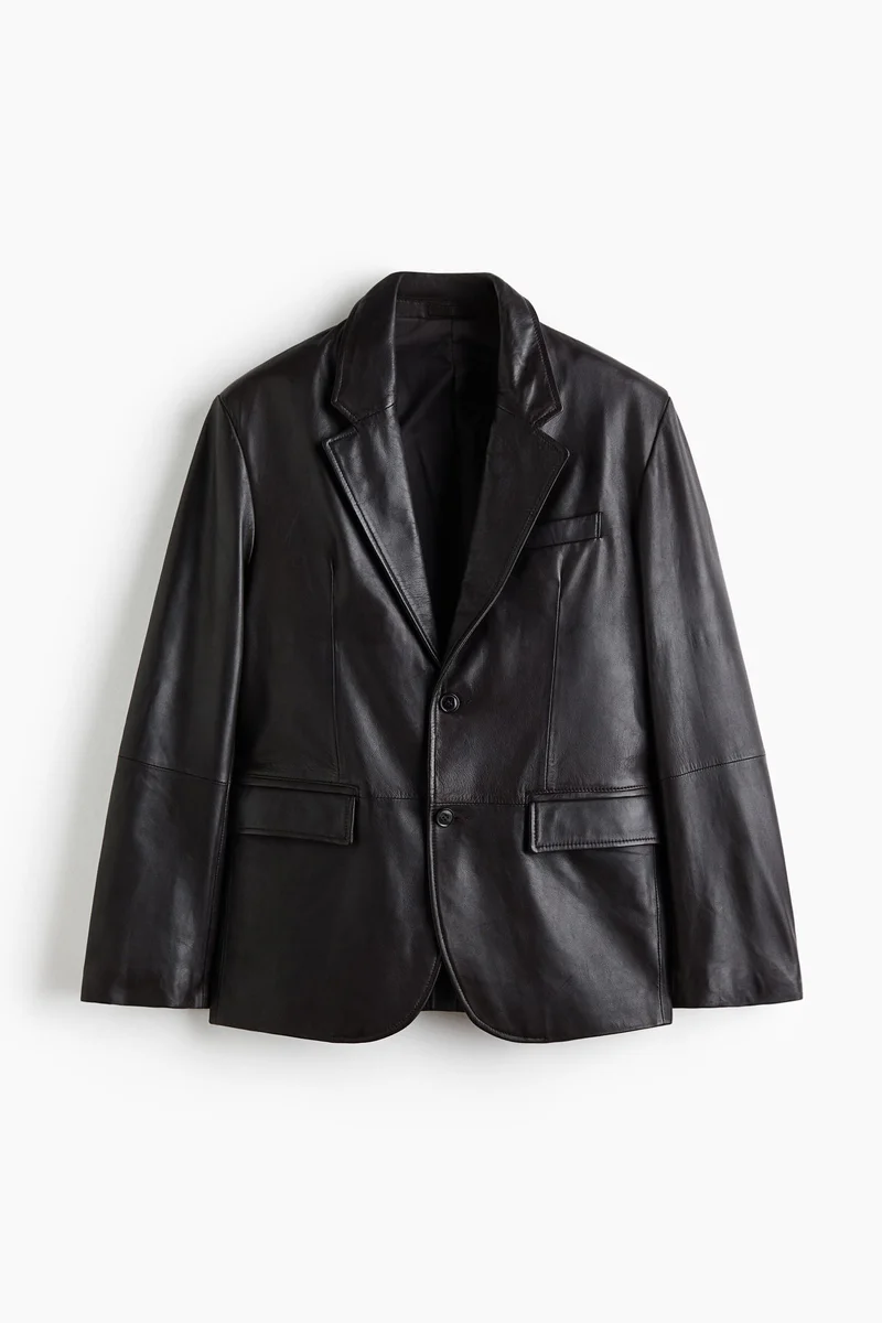 Single-breasted leather jacket