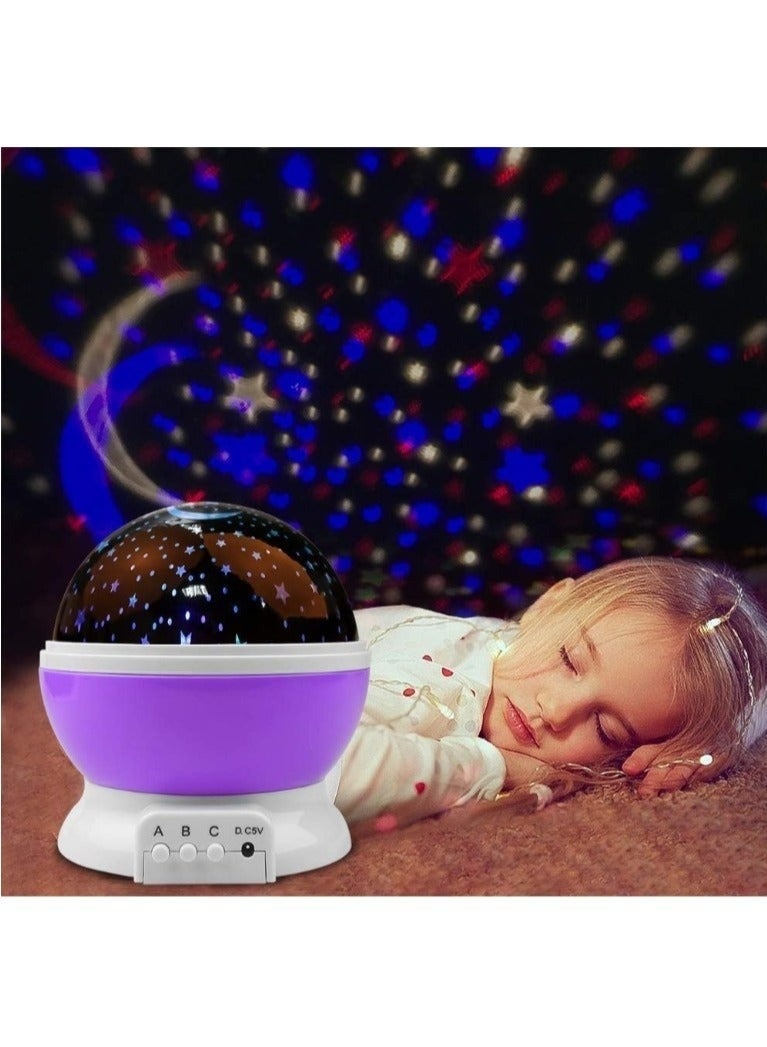 Romantic Sky Star Master Night Light Projector Children Kids Baby Sleep Lighting USB Lamp LED Projection, Best Gift for Love, Birthday, Christmas, Disco Lamp, Moon Light Lamp, Desco Ball Light, 360 Degree Night Light with Colorful Moon and Stars, USB Cable for Nursery Room, Rotating 360 Degree Moon Night Light Lamp Projector with Colors and USB Cable, Moon Lamp (Pack of 1 Multicolor) - Image 3