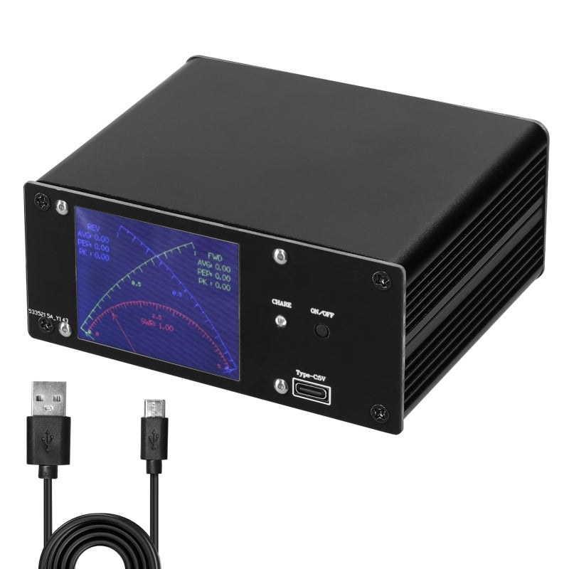 Full Touchscreen Shortwave Power Meter Portable Standing-waves Meter with Over Voltage Standing Waves Ratio Alarm Support AVG Time Adjustment Function - Image 1