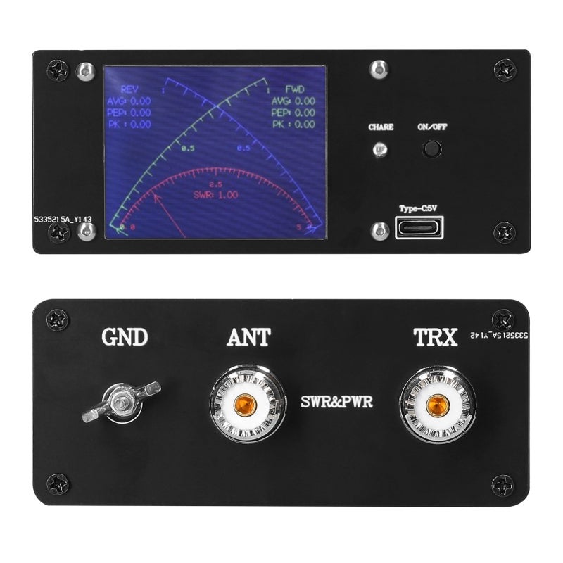 Full Touchscreen Shortwave Power Meter Portable Standing-waves Meter with Over Voltage Standing Waves Ratio Alarm Support AVG Time Adjustment Function - Image 3