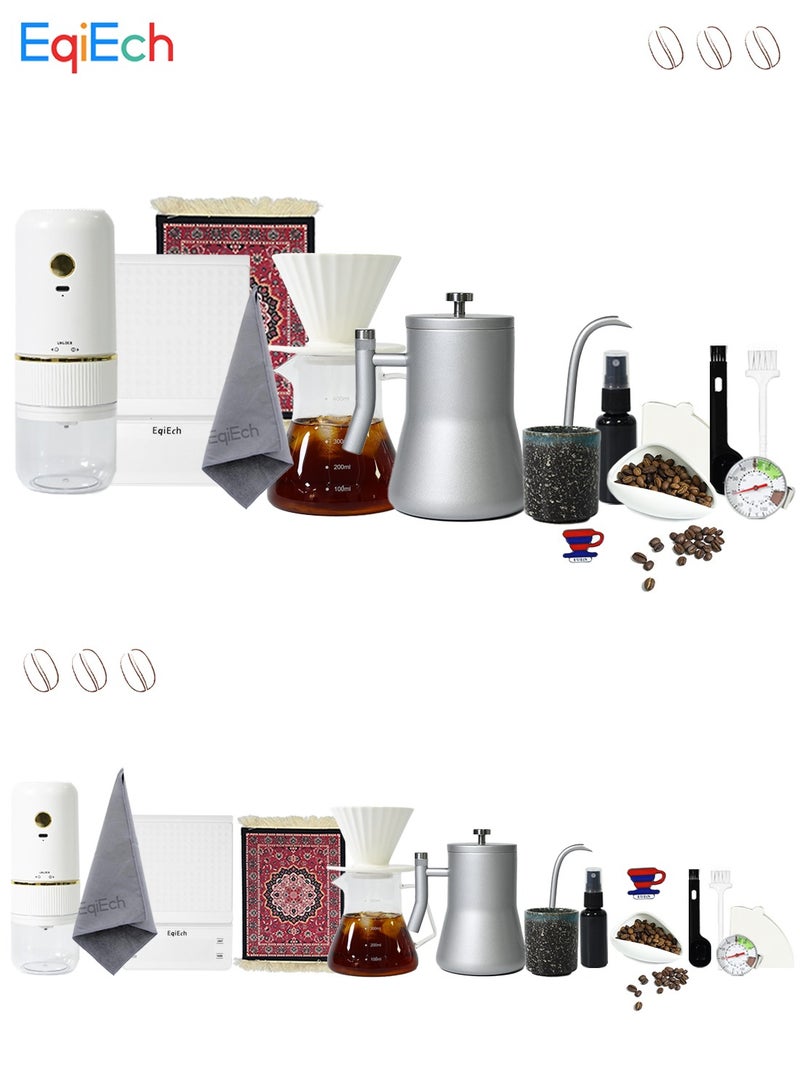 EqiEch V60 Coffee Maker Set Include Cordless Rechargeable Electric Coffee Grinder and Coffee Scale with Timer Drip Coffee Tools Kit Hand Brew Coffee Machine Accessories Suitable For 1-4 CUPS - Image 2