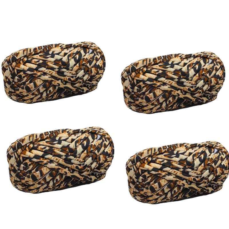 Clisil 400g Polyester TShirt Yarn Trapilho Zpagetti Spaghetti Yarn Recycled Leopard Print Fabric for DIY Knit Basket Crochet Bag Bows Material