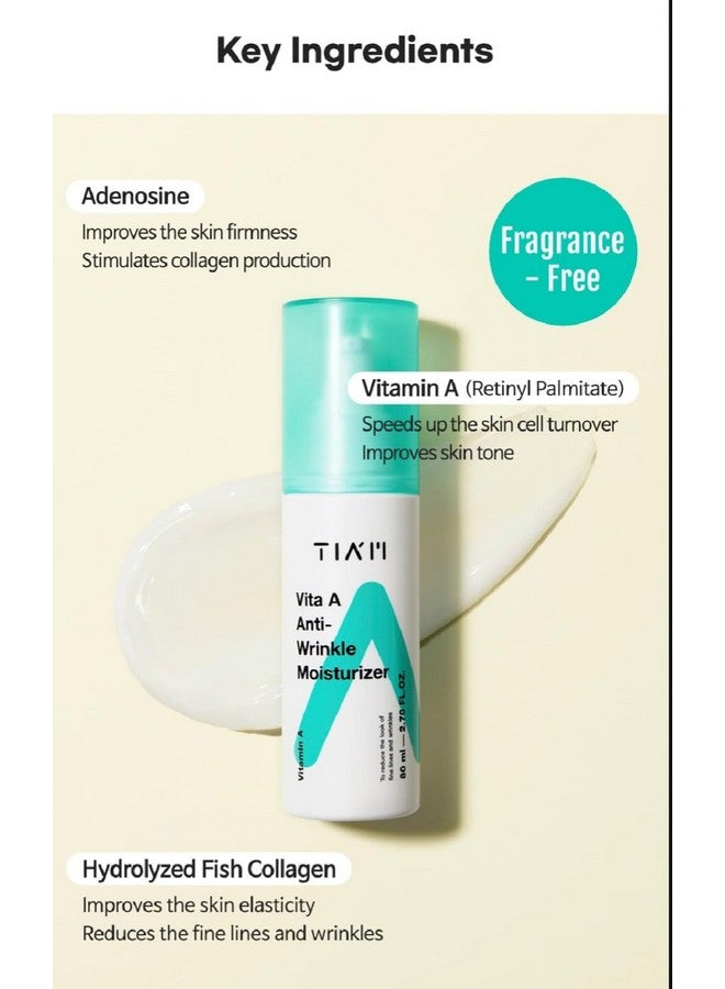 TIA'M TIAM Vita A Anti-Wrinkle Moisturizer 80ml, 1.1% Retinyl Palmitate & 1% Fish Collagen, Korean Anti-Aging Face Cream for Fine Lines, Wrinkles & Firmness - Image 5