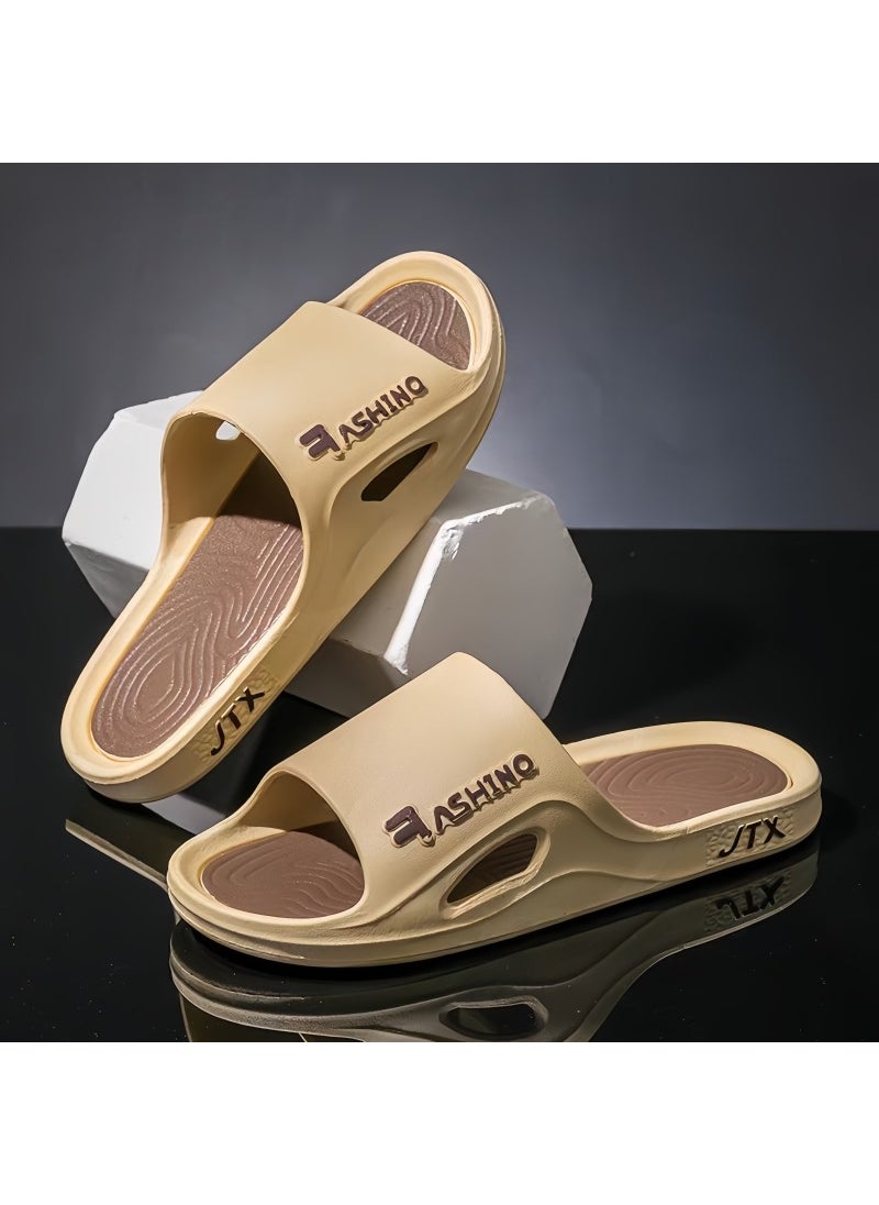 Generic Mens Fashionable Summer Soft Bottom Sandals Anti-Slip Deodorant PVC Special Couple Trendy Slippers Casual Slip-On Shoes Khakis 