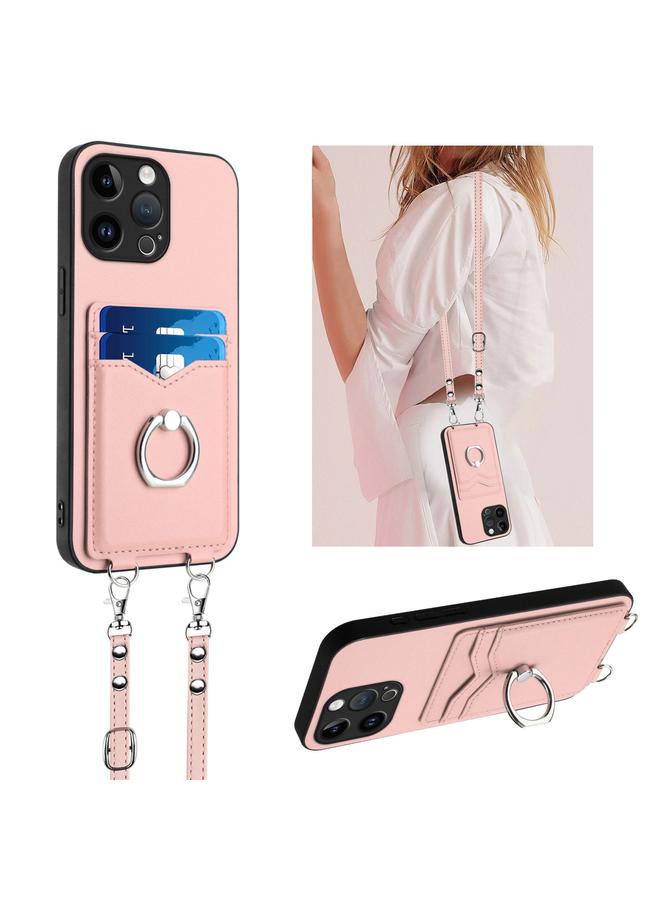 اس-توب جراب لهاتف iPhone 15 Pro Max R20 جراب هاتف مزود بحلقة حبل وحامل بطاقات - Image 1