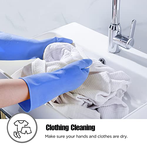 IUCGE Rubber cleaning gloves blue 3 Pairs for Household,Reuseable dishwashing gloves for Kitchen.(3,XL) - Image 5