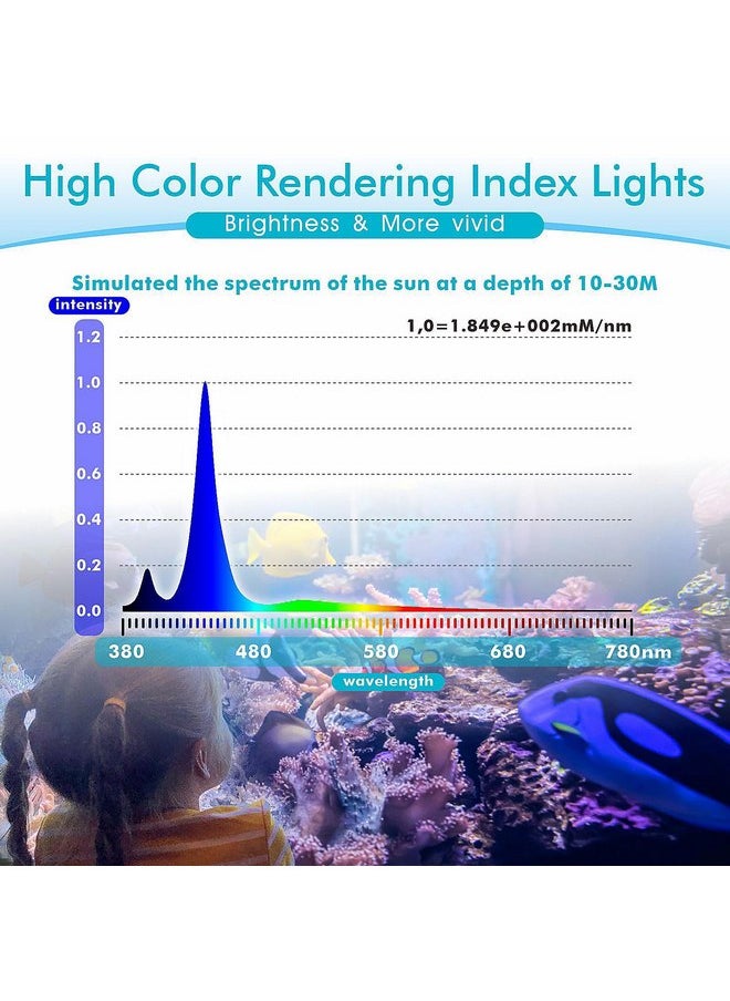 Hygger - hygger 30 Watts Aquarium LED Reef Light, Dimmable Full Spectrum Marine LED Fish Tank Light Saltwater Nano Aquarium LPS SPS Lighting - Image 1
