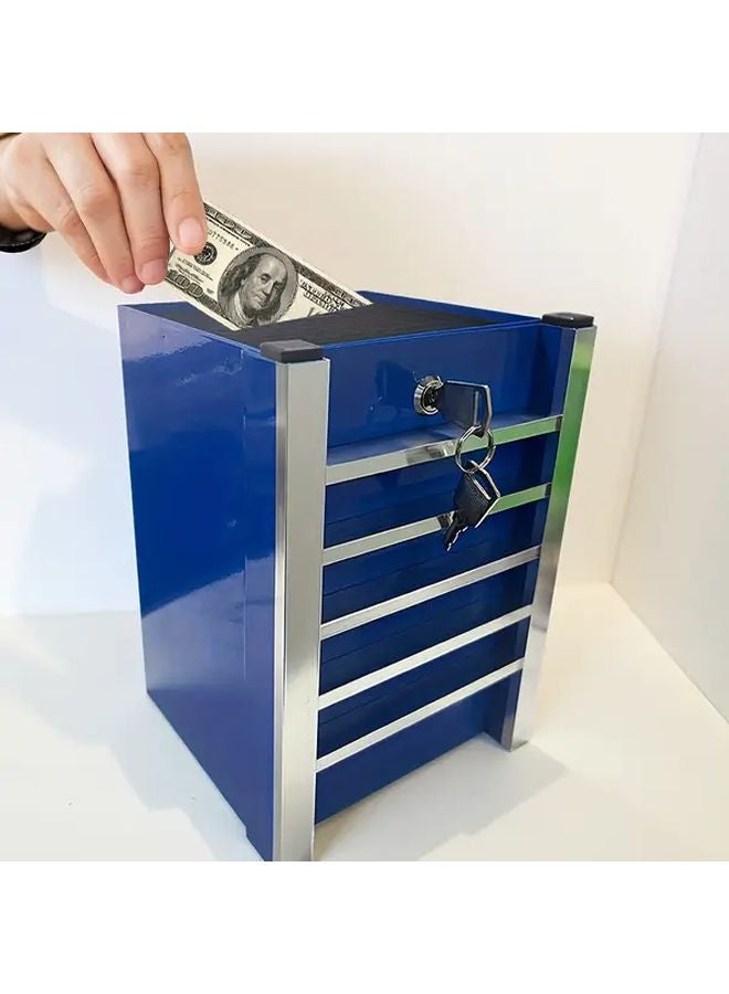 Green Heavy Duty Locking Money Box with Key Lock Secure Cash Coin Bank Portable Safe - Image 2