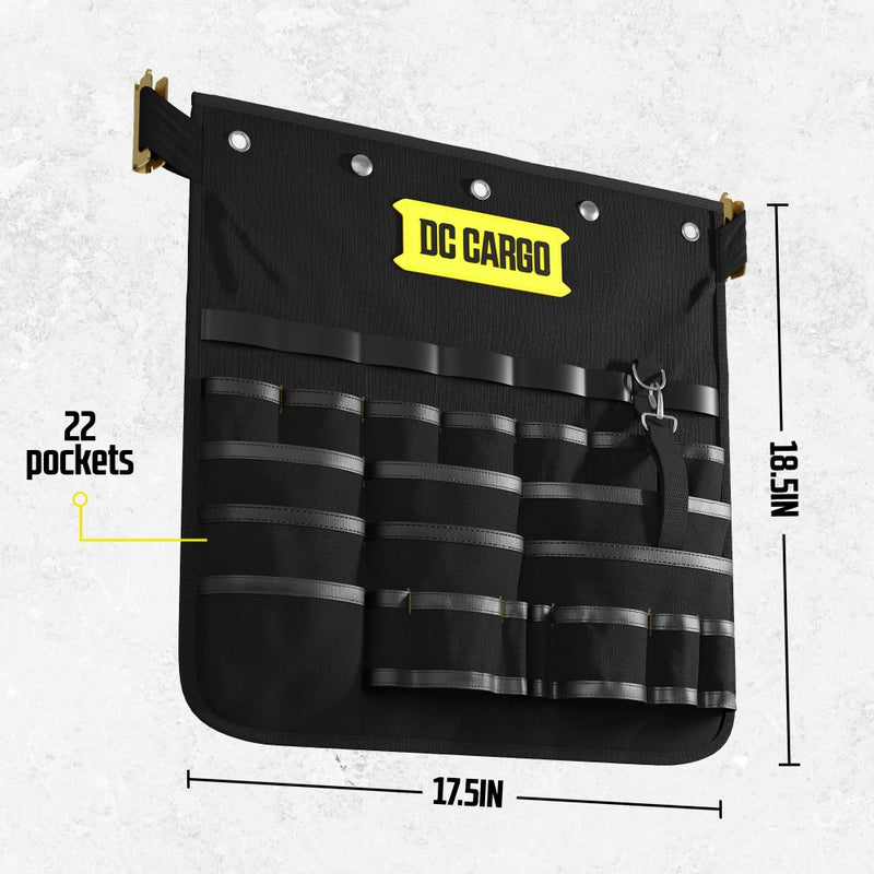 DC Cargo Mall E Track Hanging Pocket Tool Organizer - 21 Assorted-Size Pockets and Loops, E-Track Accessories for Enclosed Trailer, Workshop, & Garage - Image 2