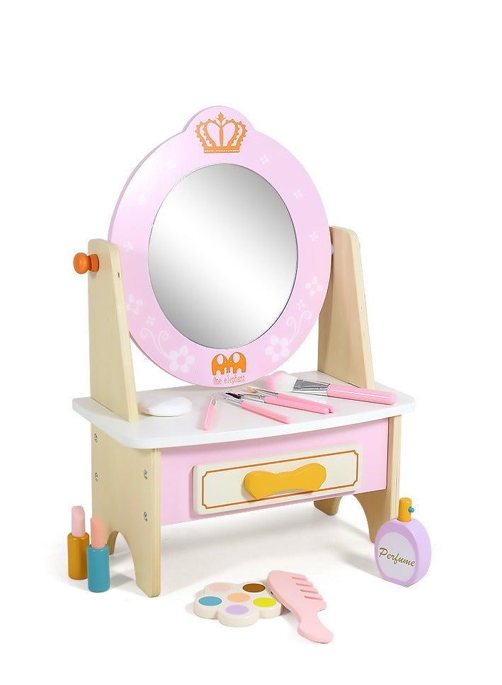 Factory Price Romy Wooden Dressing Table with Accessories - Pink - Image 1