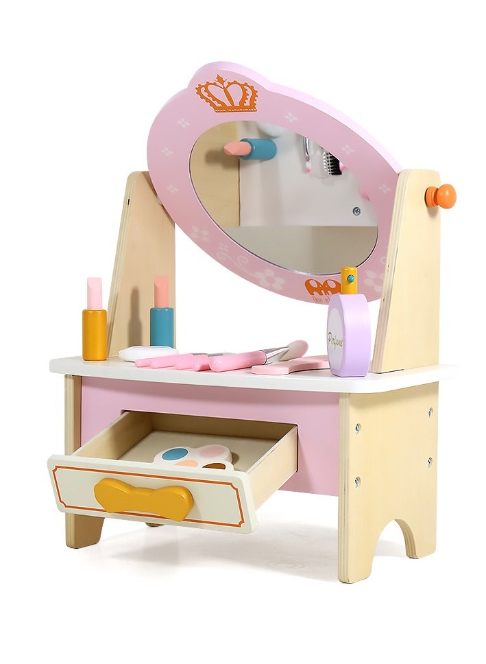 Factory Price Romy Wooden Dressing Table with Accessories - Pink - Image 3