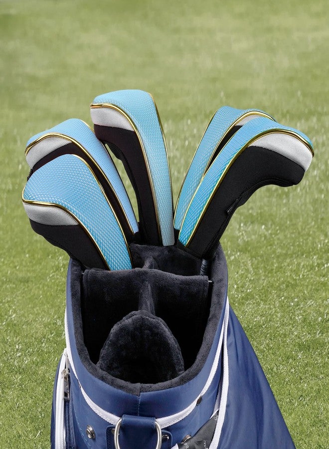 Andux 3Pcs/Set Gold Golf Hybrids Club Head Covers with Dial No. Tag MT/HY11 (Light Blue) - Image 5