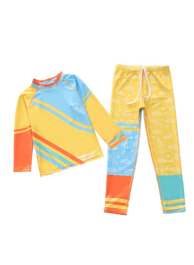 Loquat Children's Swimwear Boys' One-piece Long-sleeved Trousers 2-piece Surfing Swimwear Small, Medium And Large Boys' Swimwear-Color:P2418-26MZ Long Journey- - Image 1