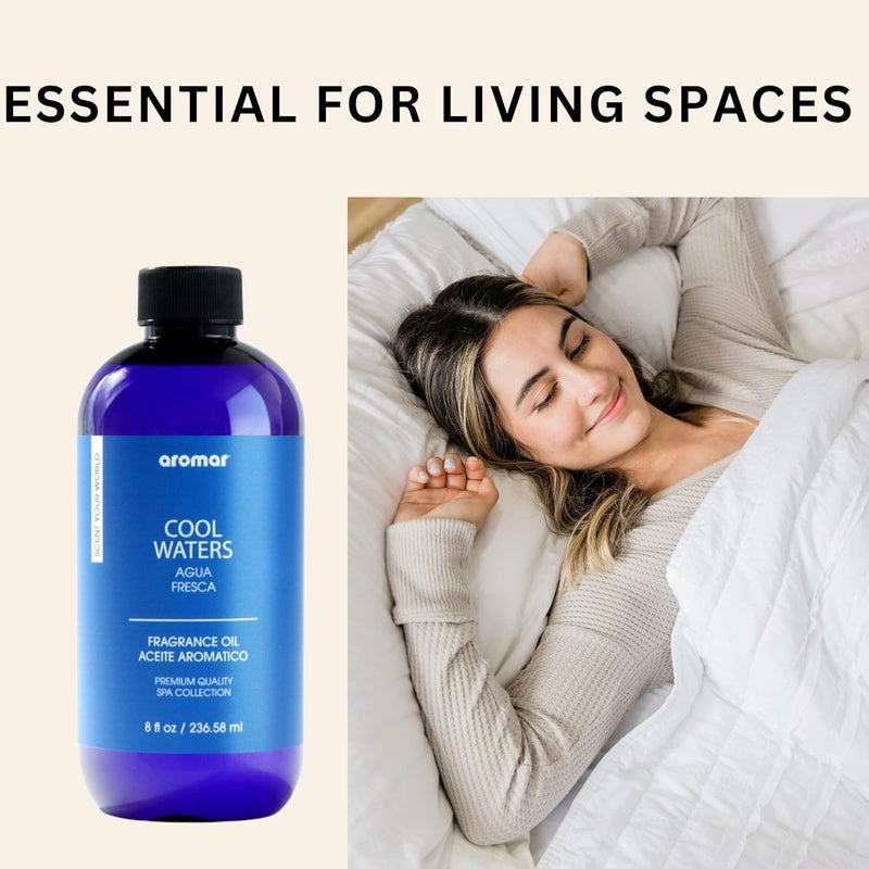 AROMAR Premium Fragrance Oil, Long-Lasting, Reinvigorating Uplifting Aroma for Aromatherapy, Relaxation & Household Uses. Cool Waters 8oz - Image 4