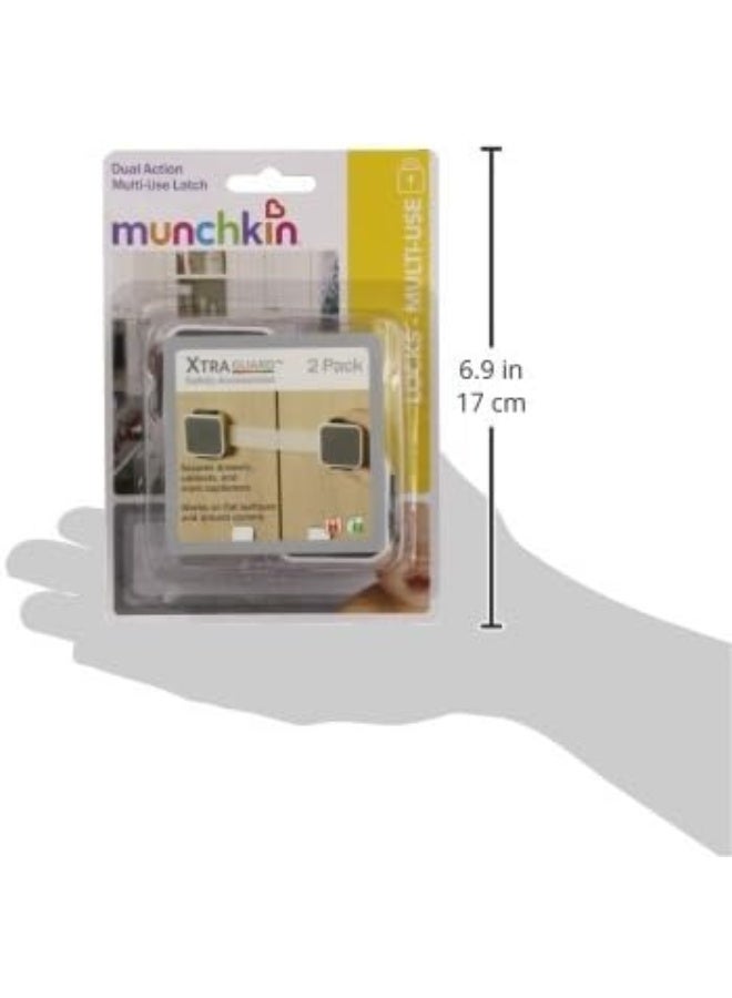 MunchkinÂ® Xtraguardâ„¢ Child Safety Cabinet Locks, Double Locking Latches for Babyproofing Appliances, Toilets and More, 2 Count - Image 2