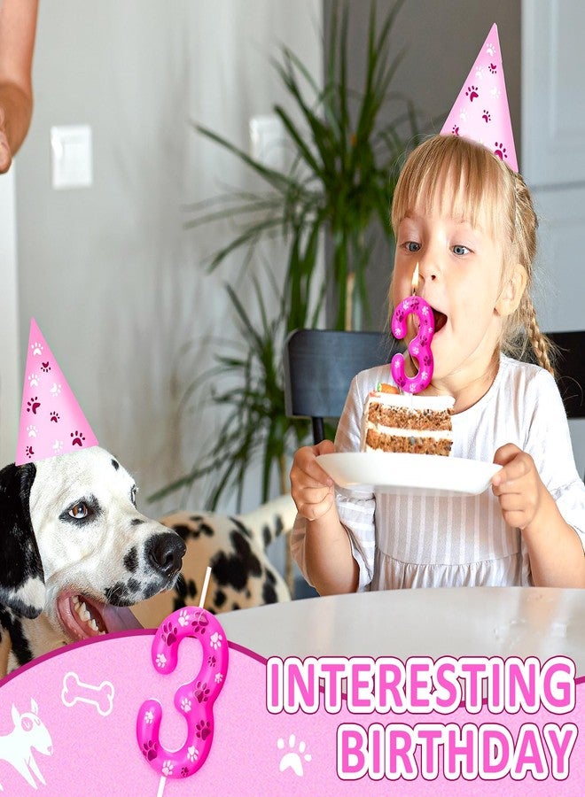 Conelist Pink Purple Dog Paw Birthday Candles Dog Paw Toppers Candles Dog Paw Print Themed Numeral Birthday Cake Topper for Kids Girl Birthday Decoration Paw Pet Puppy Cat Party Supplies (Number 3) - Image 5