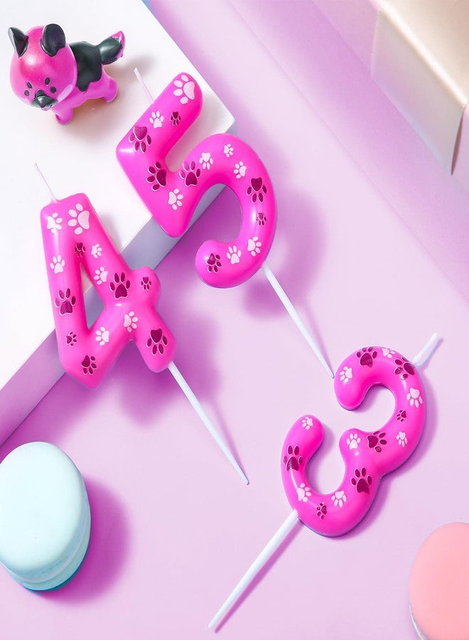 Conelist Pink Purple Dog Paw Birthday Candles Dog Paw Toppers Candles Dog Paw Print Themed Numeral Birthday Cake Topper for Kids Girl Birthday Decoration Paw Pet Puppy Cat Party Supplies (Number 3) - Image 2