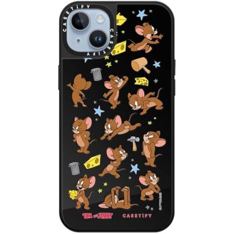 Casetify Mirror Case for iPhone 14 Plus 【Tom and Jerry Colab/Reflective / 4.9ft Drop Protection/Compatible with Magsafe】 - Jerry Pattern - Black on Black - Image 3