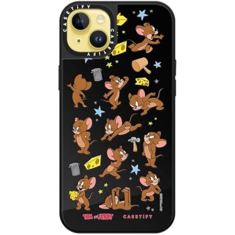 Casetify Mirror Case for iPhone 14 Plus 【Tom and Jerry Colab/Reflective / 4.9ft Drop Protection/Compatible with Magsafe】 - Jerry Pattern - Black on Black - Image 2