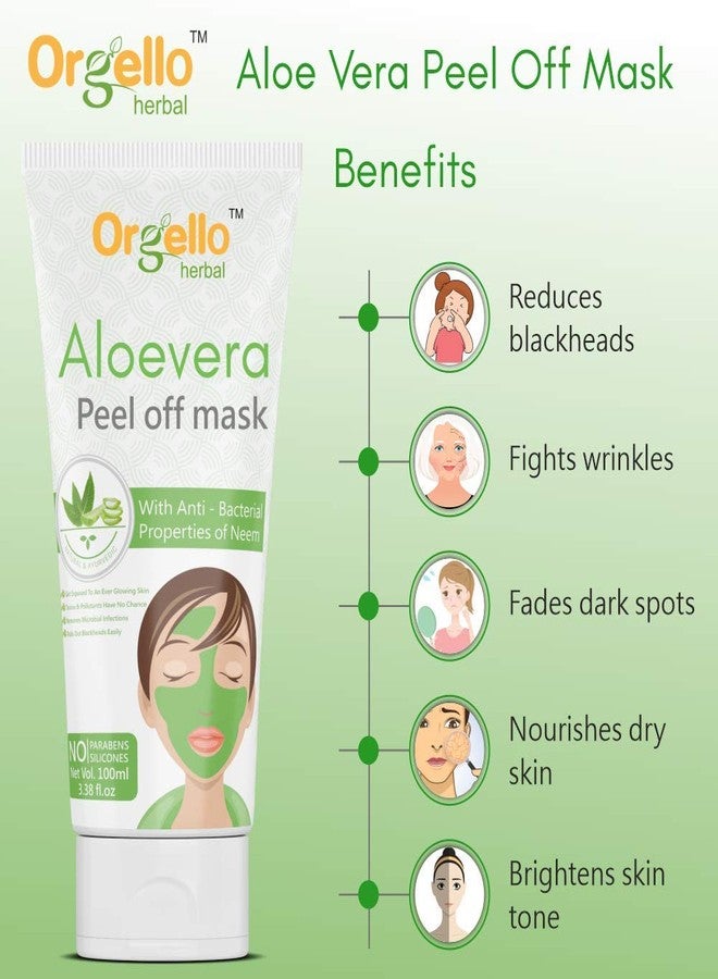 Orgello Herbal Aloe Vera Peel Off Mask | Aloe Vera Face Mask Pack | For Men Women Boys Girls For Normal Oily Dry Skin (3 x 100 ml) - Image 5
