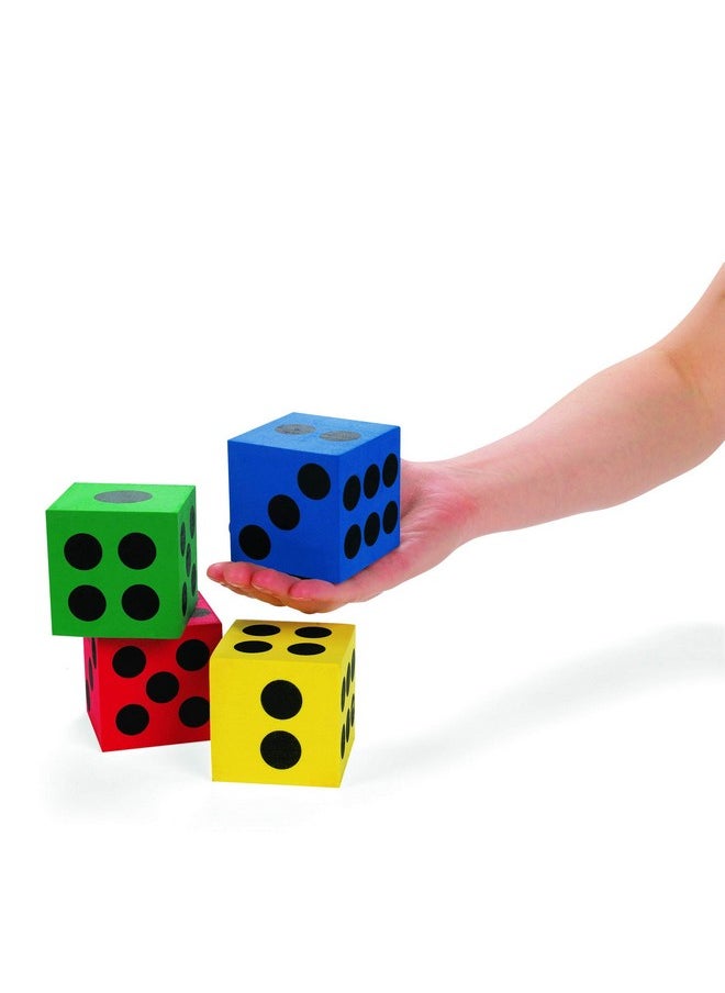 Fun Express Foam Jumbo Playing Dice Assorted Primary Colors Outdoor Indoor Games Classroom Supplies (12)  - Image 1