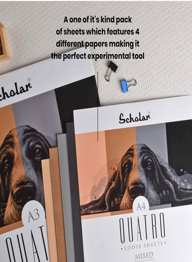 Scholar Quatro Mixed Toned Paper - Loose Drawing Sheets | Beige, Grey, Kraft & Black Papers (160 to180 GSM) | Premium Artist Paper for Sketching, Shading, Highlights & Mixed Media (5 Sheets Each gsm) (A4) (Pack of 2) - Image 4