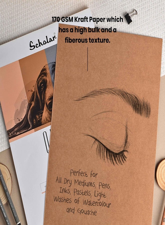 Scholar Quatro Mixed Toned Paper - Loose Drawing Sheets | Beige, Grey, Kraft & Black Papers (160 to180 GSM) | Premium Artist Paper for Sketching, Shading, Highlights & Mixed Media (5 Sheets Each gsm) (A4) (Pack of 2) - Image 5