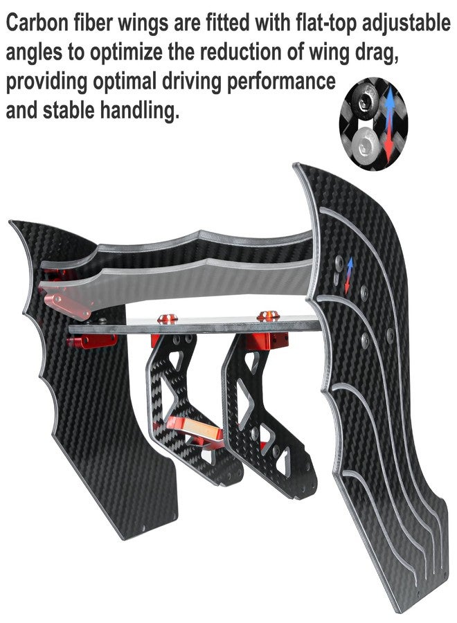 LRFHL Carbon Fiber Rear Wing Adjustable RC Tail Rear Wing Upgrade Part for 1/7 ARRMA Limitless V2 F1 RC Car, Red - Image 2