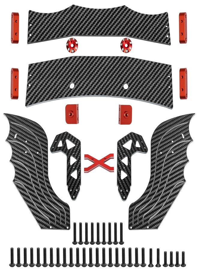 LRFHL Carbon Fiber Rear Wing Adjustable RC Tail Rear Wing Upgrade Part for 1/7 ARRMA Limitless V2 F1 RC Car, Red - Image 1
