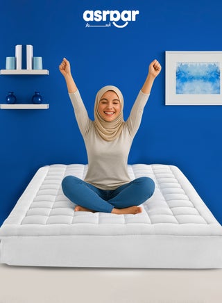 Premium 14 cm Thick Microfiber Mattress Topper with Soft Microfiber Filling - Breathable Bed Pad with Fitted Corner Edges - Enhances Comfort and Support for Better Sleep - Soft Fluffy Mattress Protector for Back Pain Relief, Deep Pocket Mattress Cover, Size - 200 x 120 cm White - pzsku/Z98A0E41BD439E2774686Z/45/1753277247/8ee8b39e-7fcc-4d34-be8b-3fb4ada3067f