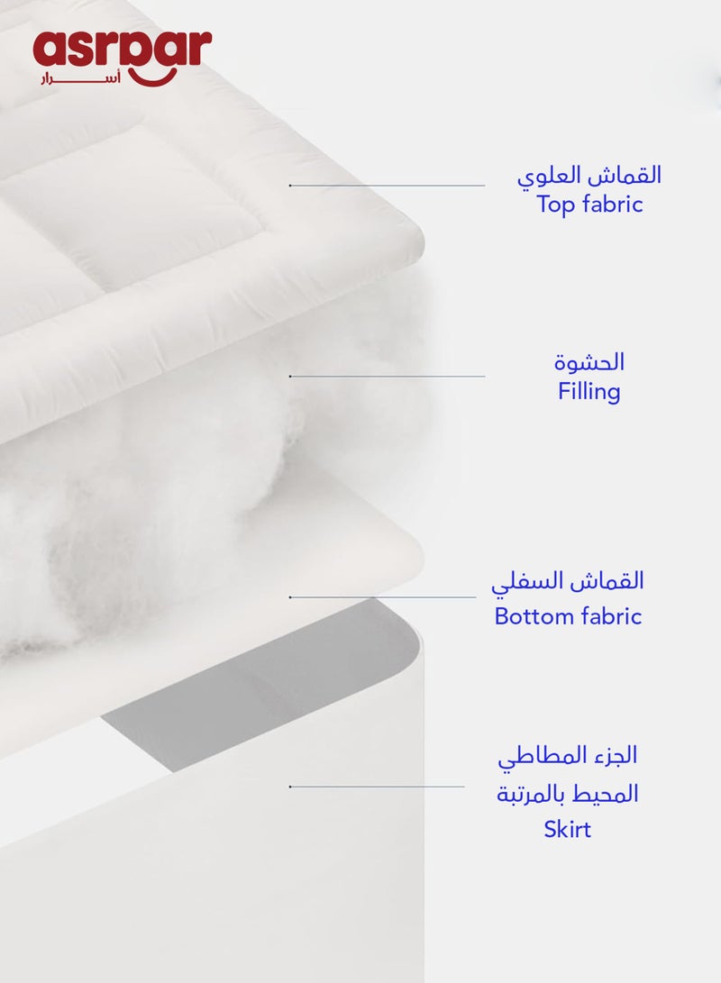 Asraar Premium 14 cm Thick Microfiber Mattress Topper with Soft Microfiber Filling - Breathable Bed Pad with Fitted Corner Edges - Enhances Comfort and Support for Better Sleep - Soft Fluffy Mattress Protector for Back Pain Relief, Deep Pocket Mattress Cover, Size - 200 x 120 cm White - Image 2