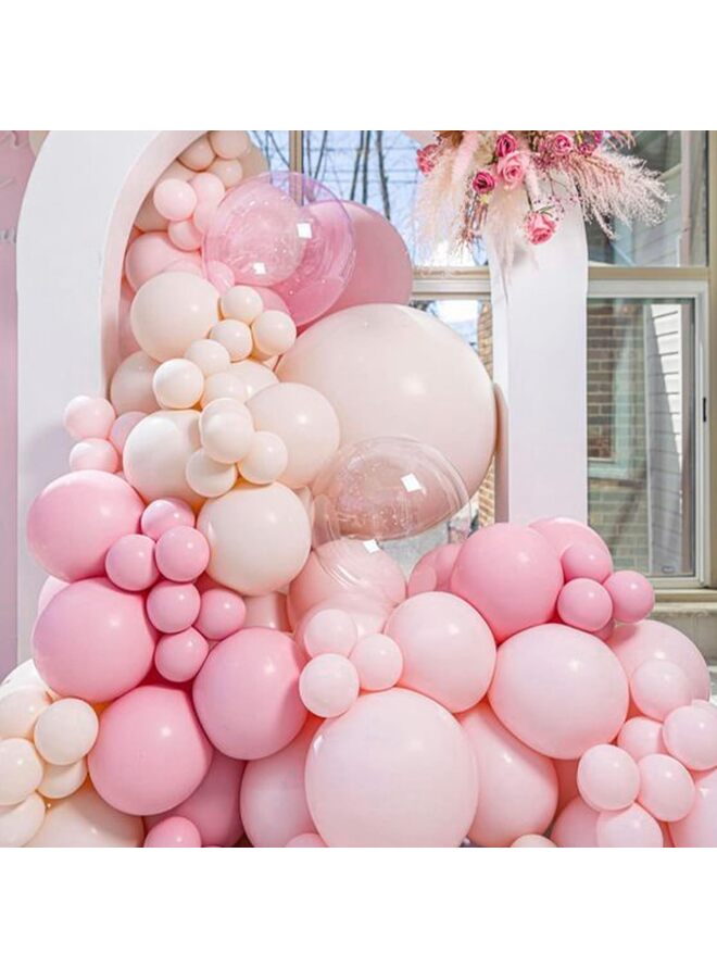 يُسلِّم بالونات وردية وبيضاء 140 قطعة بأحجام مختلفة، عبوة من 18 قطعة، 12 و10 و5 بوصة، طقم قوس بالونات لاتكس لحفلات الزفاف وحفلات التخرج وأعياد الميلاد - Image 5