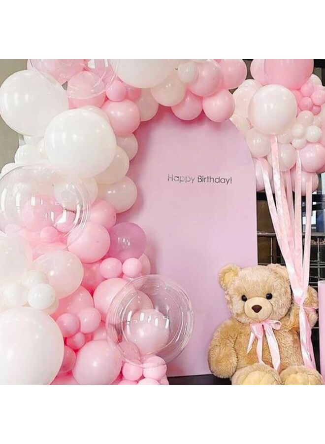 يُسلِّم بالونات وردية وبيضاء 140 قطعة بأحجام مختلفة، عبوة من 18 قطعة، 12 و10 و5 بوصة، طقم قوس بالونات لاتكس لحفلات الزفاف وحفلات التخرج وأعياد الميلاد - Image 4